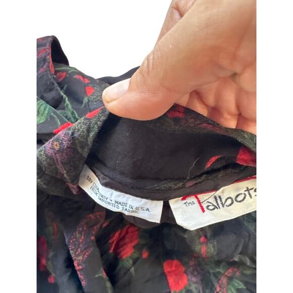 Vintage Talbots Black Floral Midi Skirt w/ Pockets Cottagecore M USA - Picture 2 of 4
